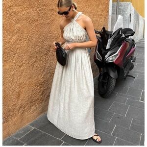 Drapey Linen Maxi Dress in Natural (Pretty Lavish)